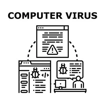 Computer virus attacking system and user desktop 스톡 일러스트