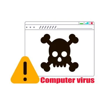 A computer virus attacks a laptop or computer. Vector illustration isolated o Stock Illustration