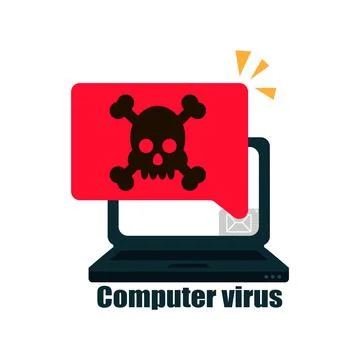 A computer virus attacks a laptop or computer. Vector illustration isolated o Illustrazione stock