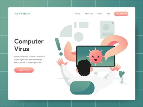 Computer Virus  banner of landing page Concept Illustrazione stock