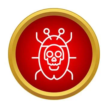 Computer virus bug malware with skull icon Stock Illustration