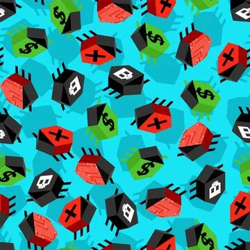 Computer virus bug pattern seamless. Spyware for your pc background. Networ.. Stock Illustration