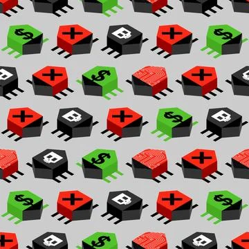 Computer virus bug pattern seamless. Spyware for your pc background. Networ.. Stock Illustration