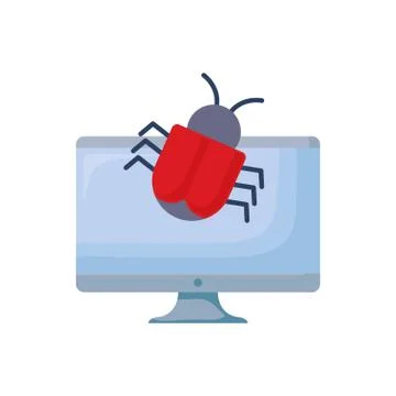 Computer virus bug white background Stockillustratie