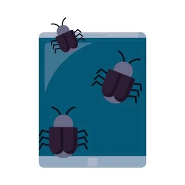 Computer virus bug white background 스톡 일러스트