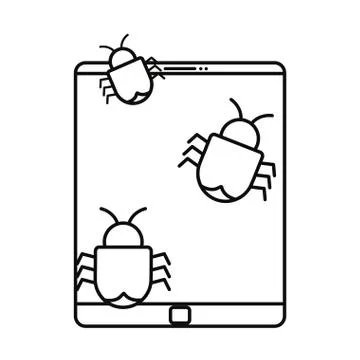 Computer virus bugs white background Stock Illustration
