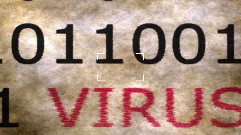 Computer Virus Concept with Binary Code and Highlighted Threat Text Video stock 335415731