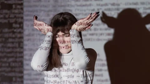 Computer virus cyber attack hack woman code error Stock Footage 160211258