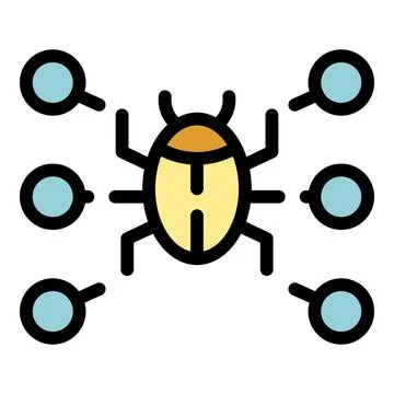 Computer virus detecting spreading through network icon Stock Illustration