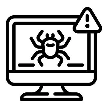 Computer virus detection icon, outline style Illustrazione stock