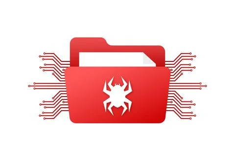 Computer virus on file. Virus protection. Flat icon. Vector stock illustration イラスト素材
