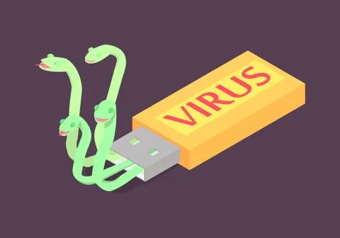 Computer virus on flash usb drive. Stock Illustration