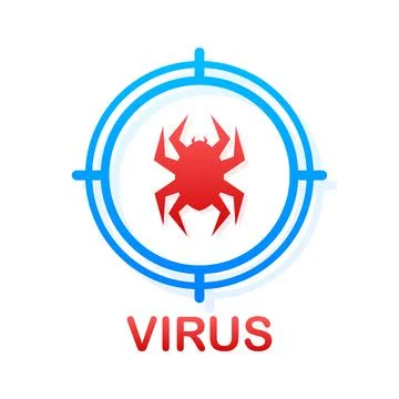 Computer virus in flat style. Protection symbol. Internet technology. Data Stock Illustration