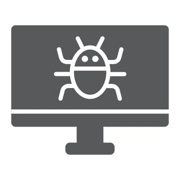 Computer virus glyph icon, technology and device, software bug sign, vector 스톡 일러스트
