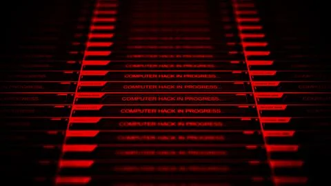 A Computer Virus Hacking into Server0 스톡 사진