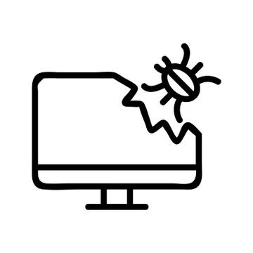 Computer virus icon vector outline illustration Illustrazione stock