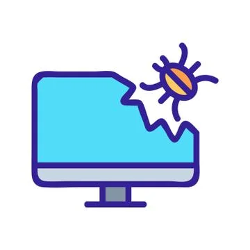 Computer virus icon vector outline illustration イラスト素材
