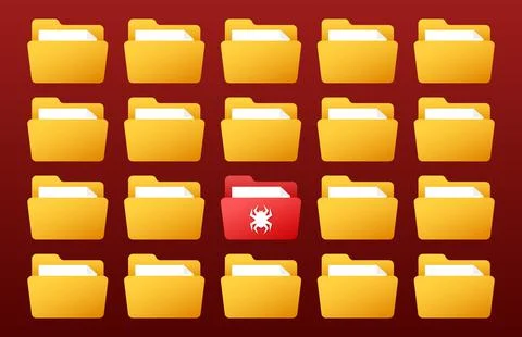 Computer virus infect files. Malware, hacker attack. Vector stock illustration. Illustrazione stock