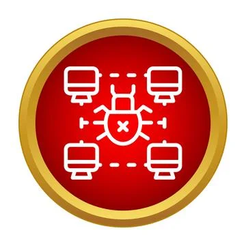 Computer virus infecting network of linked devices イラスト素材