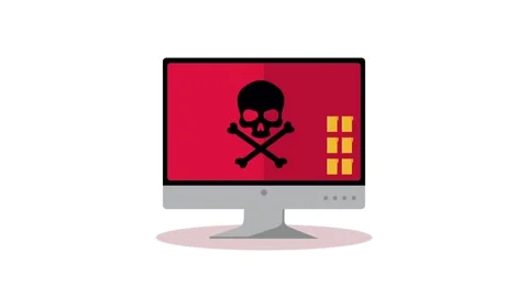 Computer virus infection animation featuring red screen with skull and cros.. Stock-Footage 338991565