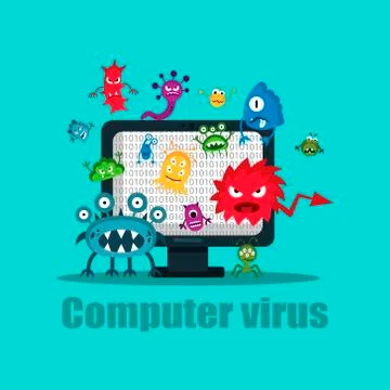 Computer virus internet security attack, vector illustration Illustrazione stock