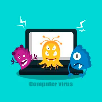 Computer virus internet security attack, vector illustration Illustrazione stock