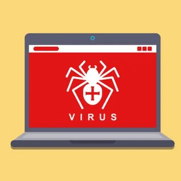 Computer virus on a laptop Illustrazione stock