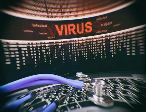 Computer virus on laptop Stock Photos