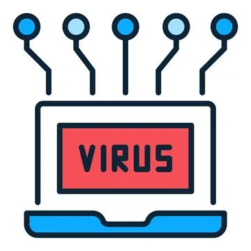 Computer Virus on Laptop vector colored icon or logo element 스톡 일러스트