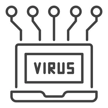 Computer Virus in Laptop vector linear icon or symbol Stock Illustration