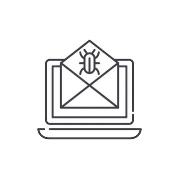 Computer virus line icon concept. Computer virus vector linear illustration Stockillustratie