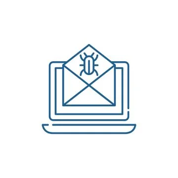 Computer virus line icon concept. Computer virus flat vector symbol, sign Stock Illustration