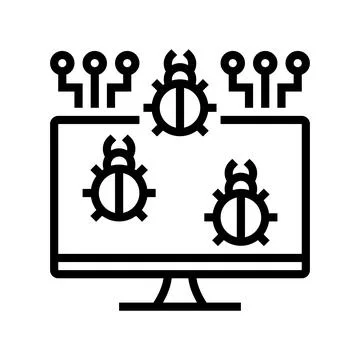Computer virus line icon vector illustration Illustrazione stock