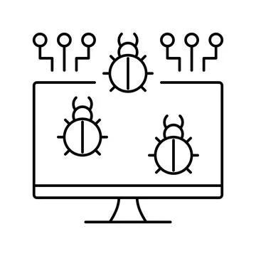 Computer virus line icon vector illustration Stock Illustration