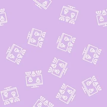 Computer virus line seamless pattern Stock Illustration