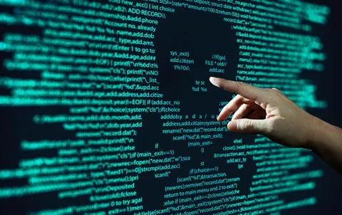 Computer Virus, Malware, and Hacker Attack Concept. Stock Photos