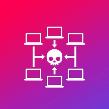 Computer virus, malware attack vector icon Illustrazione stock