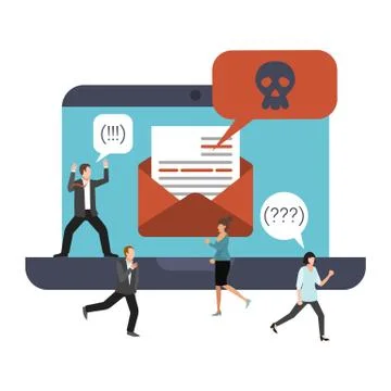 Computer virus, malware, spam and hacker attack vector illustration. Cartoon Stock Illustration