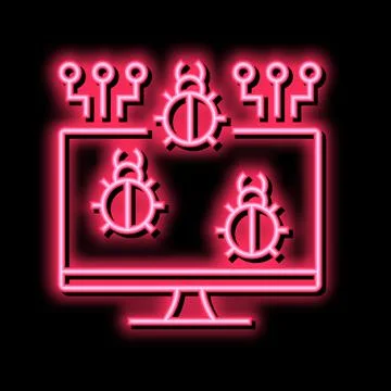 Computer virus neon glow icon illustration Stock Illustration