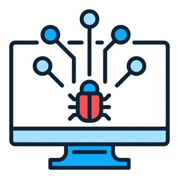 Computer Virus on PC screen vector colored icon or design element イラスト素材