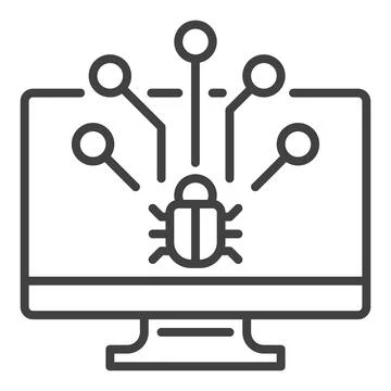 Computer Virus in PC vector outline icon or symbol Stockillustratie