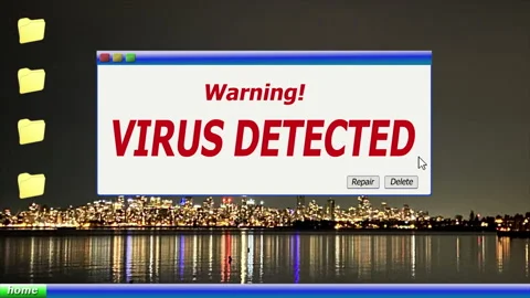 Computer Virus Popup Desktop Glitch Hacked 4K UHD Stock Footage 299963050