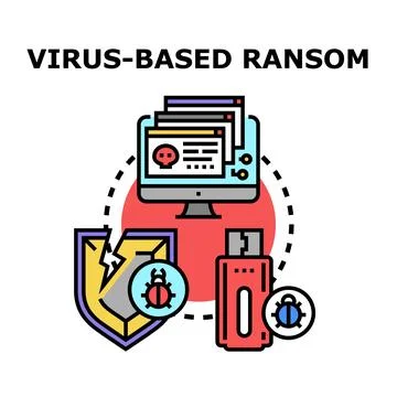 Computer virus ransomware data cyber security threat 库存插图