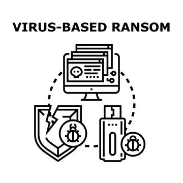 Computer virus ransomware data cyber security threat 库存插图
