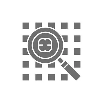 Computer virus search, security system grey icon. Stock Illustration