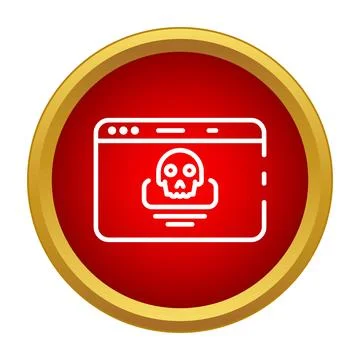 Computer virus skull alert warning in web browser Stock Illustration