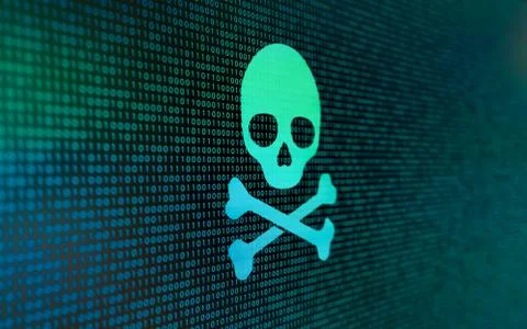 Computer Virus Skull and Crossbones  Warning Stockillustratie