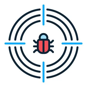 Computer Virus in Target vector Internet Security colored icon or symbol Illustrazione stock
