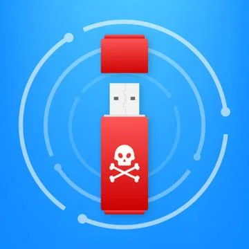 Computer virus on usb flash card. Virus protection. Vector stock illustration. Illustrazione stock