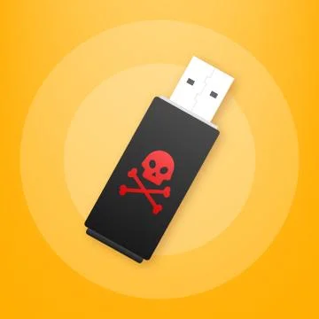 Computer virus on usb flash card. Virus protection. Vector stock illustration. Illustrazione stock